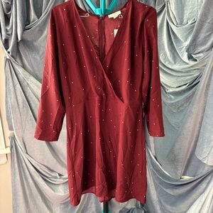 NWT Loft polka dot vneck dress size 10P Valentine’s Day
